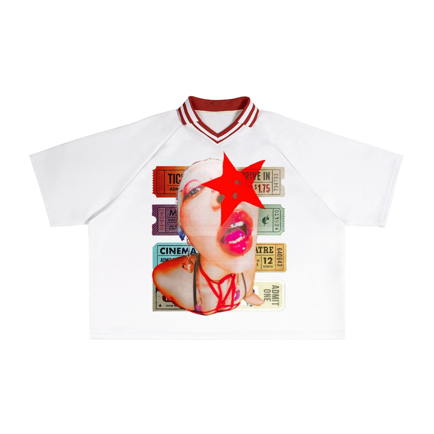 Contrast Lapel Collar Boxy T-Shirt