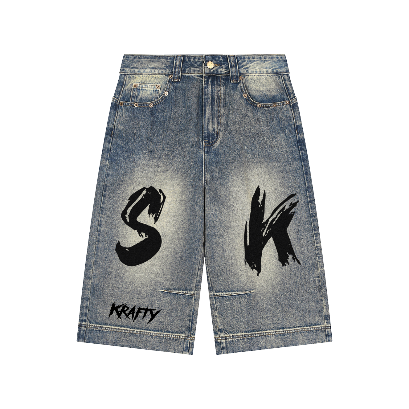 Vintage Wash Baggy Denim Shorts